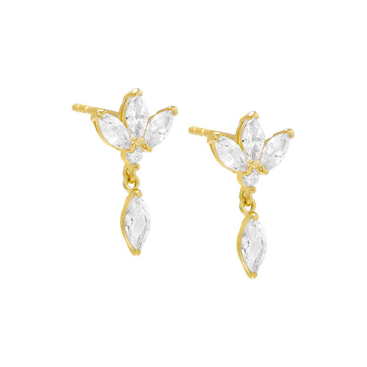 Gold Marquise Crown Dangling Stud Earring - Adina Eden's Jewels