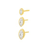 Gold / Single Marquise Bezel Stud Earring Combo Set - Adina Eden's Jewels