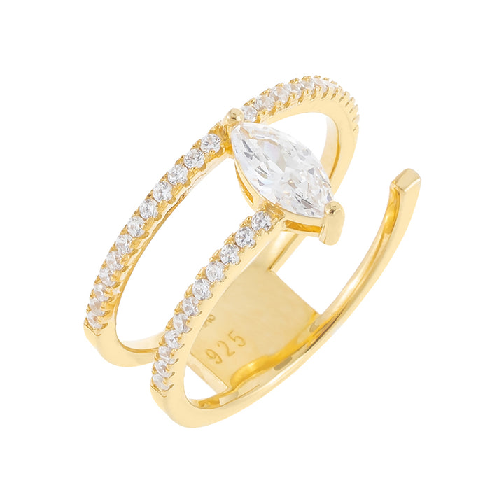 Gold / 7 Marquise Stone Pavé Wrap Ring - Adina Eden's Jewels