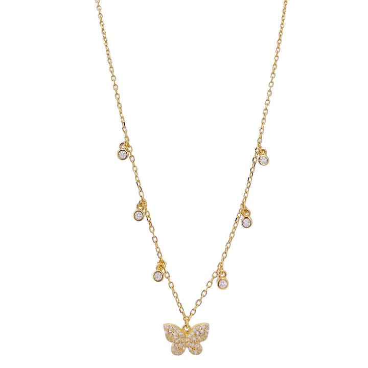 Gold CZ Bezel Butterfly Necklace - Adina Eden's Jewels