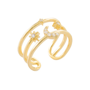 Gold CZ Celestial Adjustable Ring - Adina Eden's Jewels