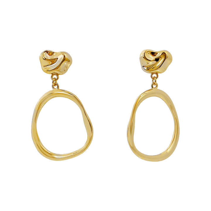 Gold Open Oval Link Drop Stud Earring - Adina Eden's Jewels