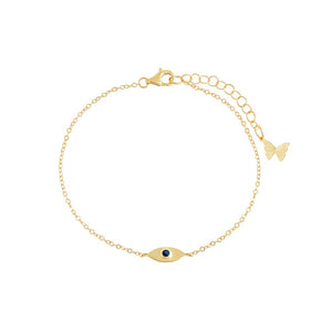 Sapphire Blue Mini CZ Evil Eye Bracelet - Adina Eden's Jewels