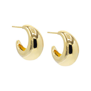 Gold / Pair Chunky Graduated Hollow Hoop Earring - Adina Eden's Jewels