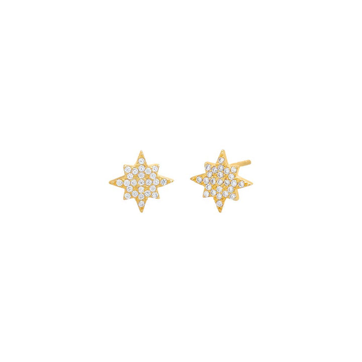 Gold / Pair Mini Pavé Starburst Stud Earring - Adina Eden's Jewels