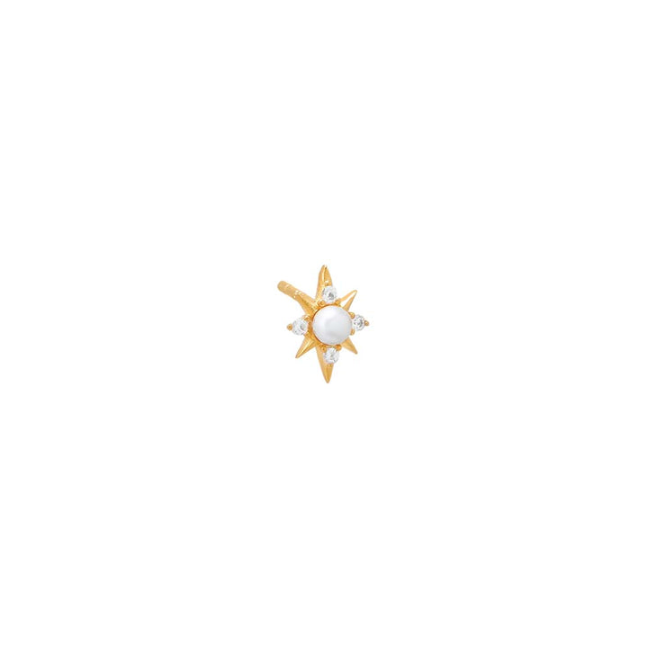 Pearl White / Single Mini Pearl Starburst Stud Earring - Adina Eden's Jewels