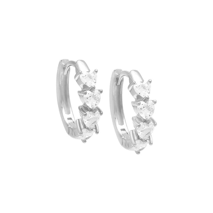 Silver Mini Heart CZ Huggie Earring - Adina Eden's Jewels