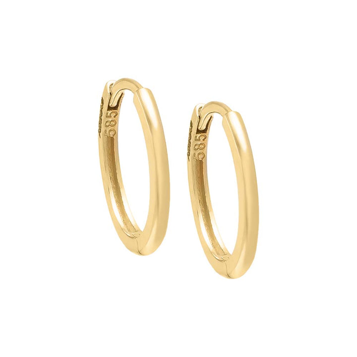 14K Gold / 14 MM / Pair Mini Solid Huggie Earring 14K - Adina Eden's Jewels