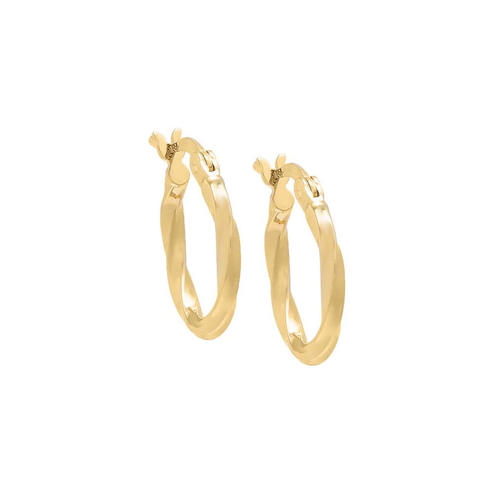 14K Gold Mini Twisted Huggie Earring 14K - Adina Eden's Jewels