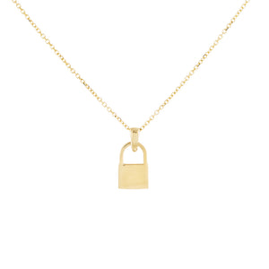 14K Gold / Plain Solid Lock Necklace 14K - Adina Eden's Jewels