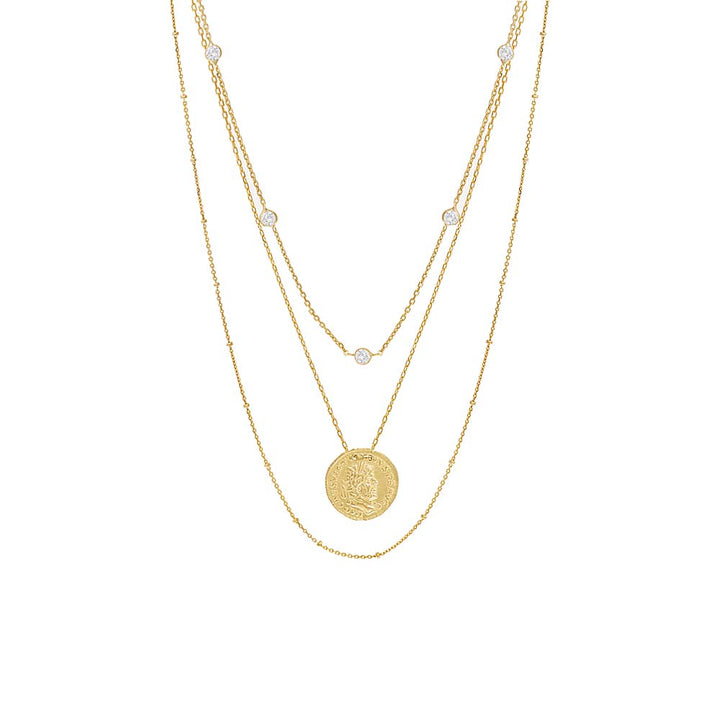 Gold Mixed Chain Coin Necklace - Adina Eden's Jewels