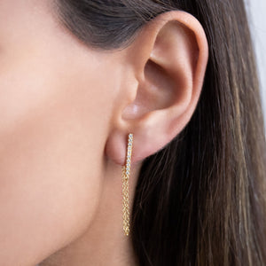  Pave Bar Chain Stud Earring - Adina Eden's Jewels