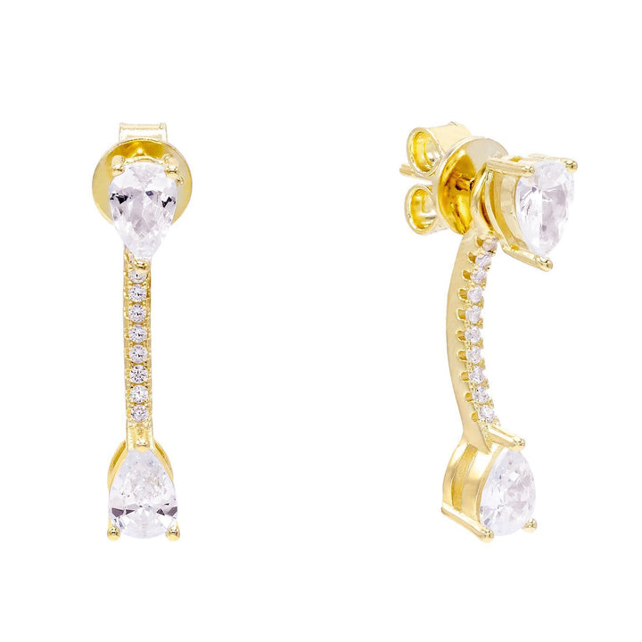 Gold Teardrop Curved Stud Earring - Adina Eden's Jewels