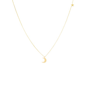 14K Gold Moon & Star Pendant Necklace 14K - Adina Eden's Jewels