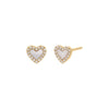 Mother of Pearl / Pair Diamond Colored Stone Heart Stud Earring 14K - Adina Eden's Jewels