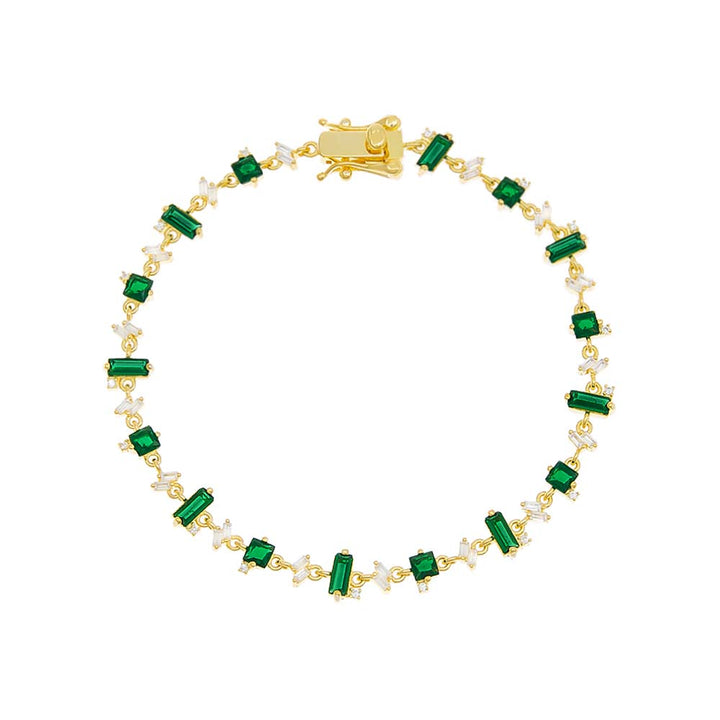 Emerald Green Multi Baguette Stone Bracelet - Adina Eden's Jewels