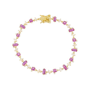 Sapphire Pink Multi Baguette Stone Bracelet - Adina Eden's Jewels
