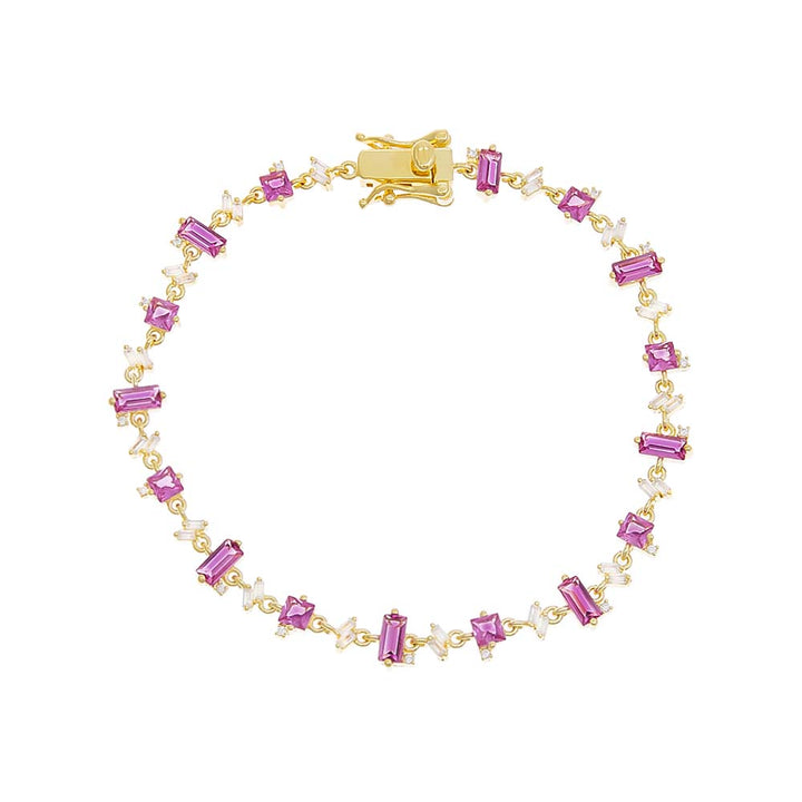 Sapphire Pink Multi Baguette Stone Bracelet - Adina Eden's Jewels