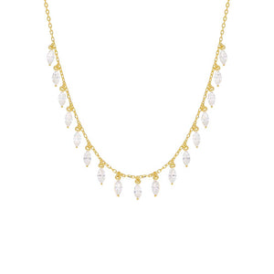 Gold Multi CZ Marquise Dangle Necklace - Adina Eden's Jewels