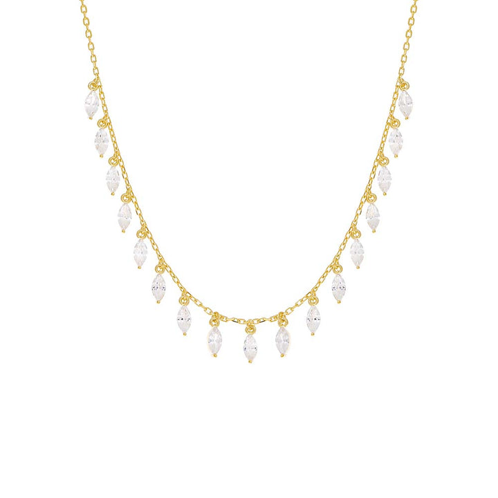 Gold Multi CZ Marquise Dangle Necklace - Adina Eden's Jewels