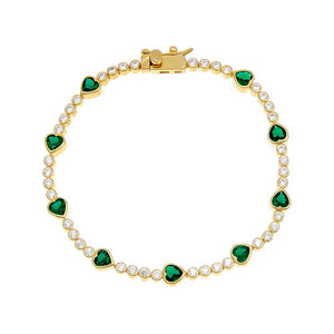 Emerald Green Multi CZ Heart Tennis Bracelet - Adina Eden's Jewels