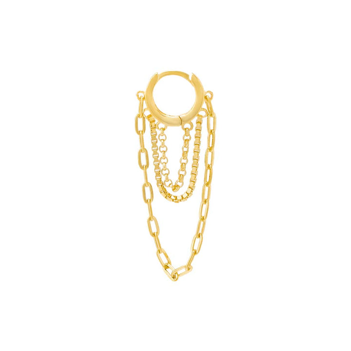 Gold / Single Multi Chain Drop Huggie Earring - Adina Eden's Jewels