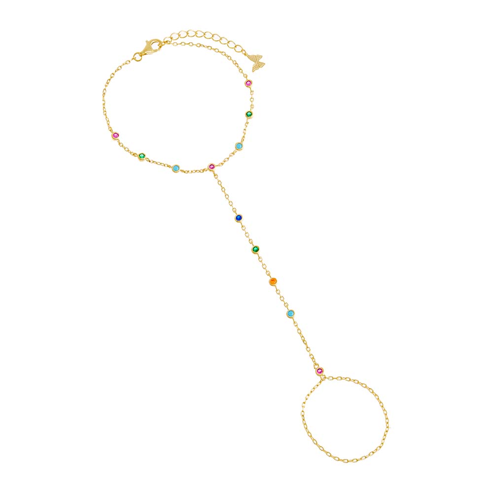 Multi-Color Multi-Colored CZ Station Hand Chain - Adina Eden's Jewels