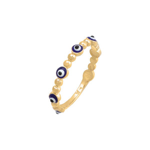 Sapphire Blue / 6 Multi Enamel Evil Eye Ring 14k - Adina Eden's Jewels