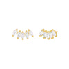 Gold / Pair Multi Marquise Curved Stud Earring - Adina Eden's Jewels