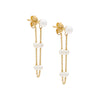 14K Gold / Pair Multi Pearl Chain Front Back Stud Earring 14K - Adina Eden's Jewels