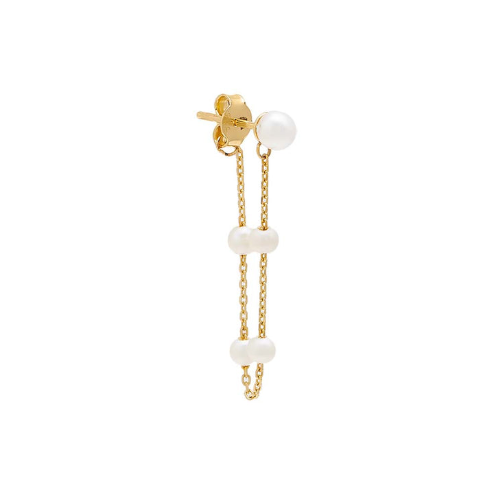 14K Gold / Single Multi Pearl Chain Front Back Stud Earring 14K - Adina Eden's Jewels