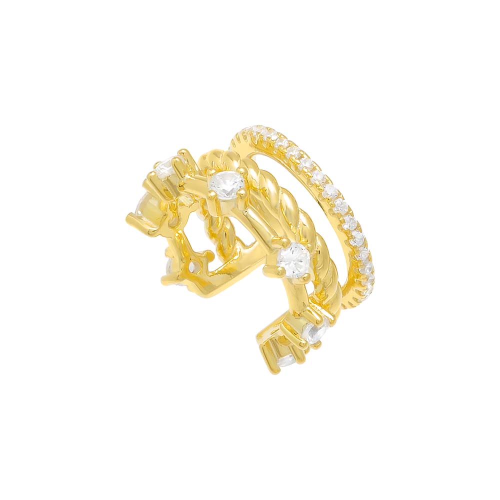 Gold / Single Multi Row CZ Ear Cuff - Adina Eden's Jewels