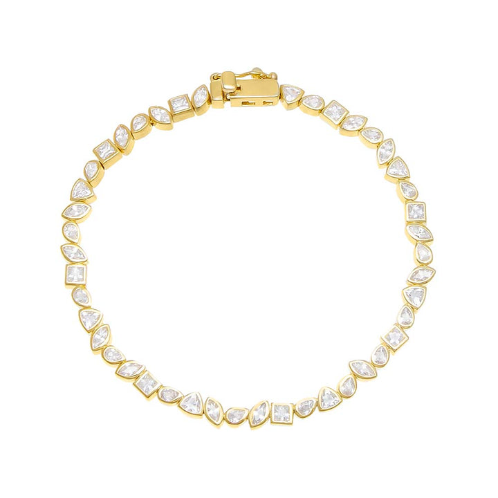 Gold Multi Shape Bezel Tennis Bracelet - Adina Eden's Jewels