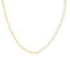 Gold Pearl X Thin Paperclip Necklace - Adina Eden's Jewels