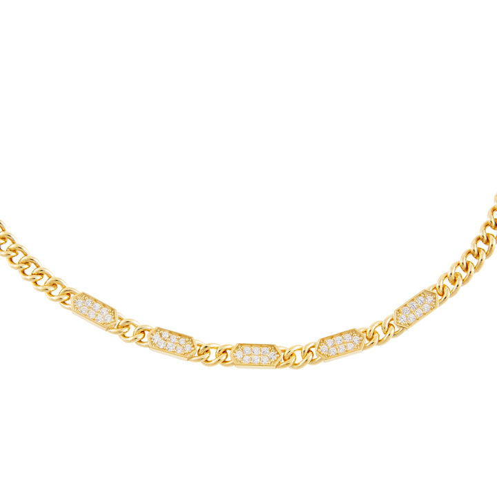 Gold Pavé Bars Chain Choker - Adina Eden's Jewels