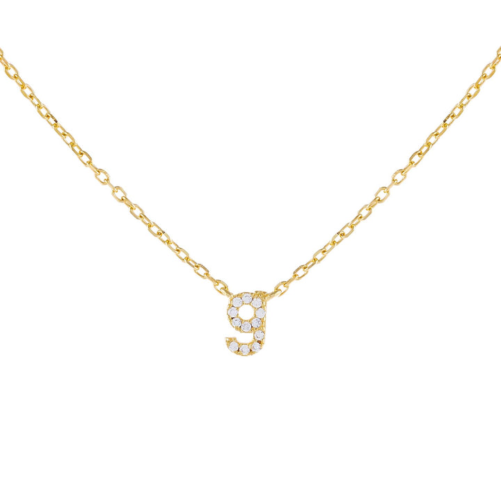 Gold / G Tiny Lowercase Pavé Initial Necklace - Adina Eden's Jewels
