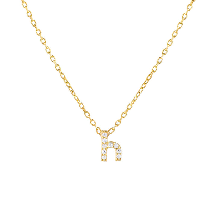 Gold / H Tiny Lowercase Pavé Initial Necklace - Adina Eden's Jewels