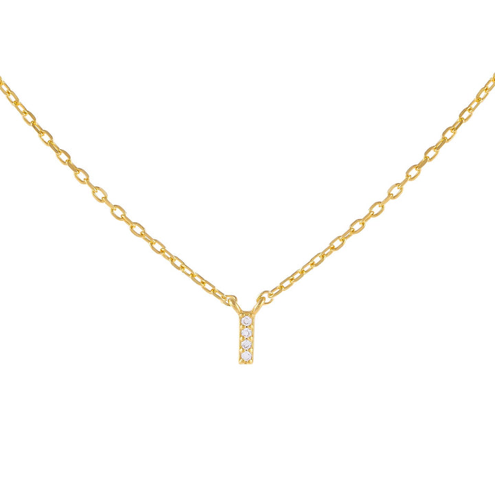 Gold / I Tiny Lowercase Pavé Initial Necklace - Adina Eden's Jewels
