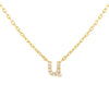 Gold / U Tiny Lowercase Pavé Initial Necklace - Adina Eden's Jewels