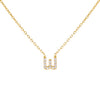 Gold / W Tiny Lowercase Pavé Initial Necklace - Adina Eden's Jewels