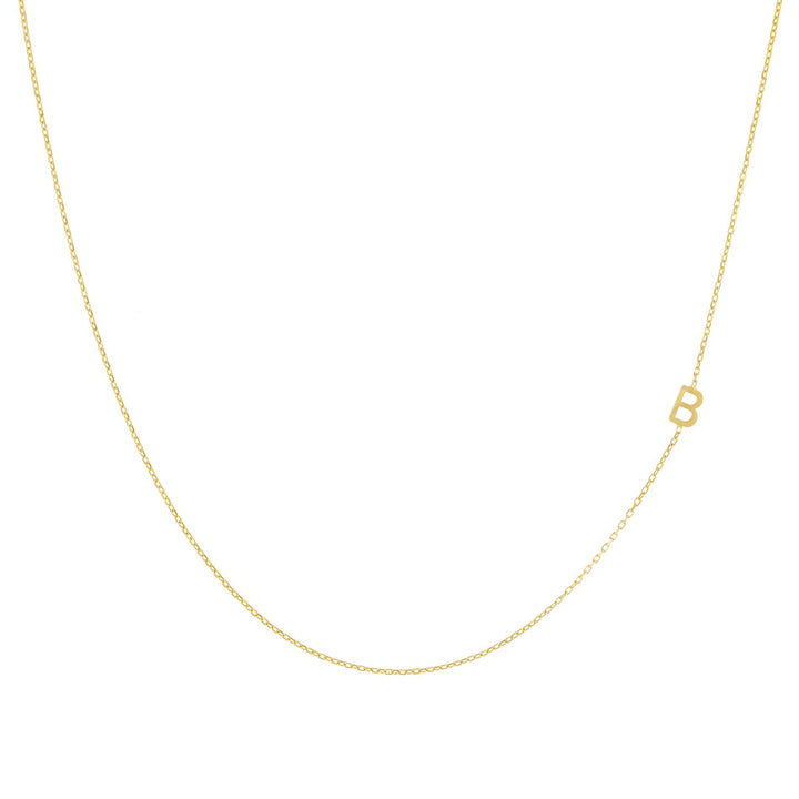 Gold / B Solid Sideways Initial Necklace - Adina Eden's Jewels