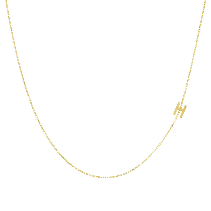 Gold / H Solid Sideways Initial Necklace - Adina Eden's Jewels
