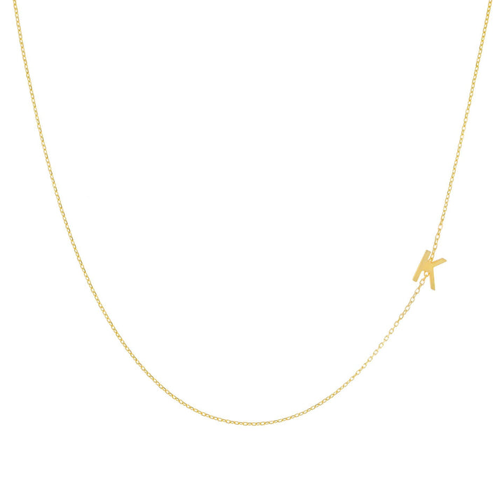 Gold / K Solid Sideways Initial Necklace - Adina Eden's Jewels
