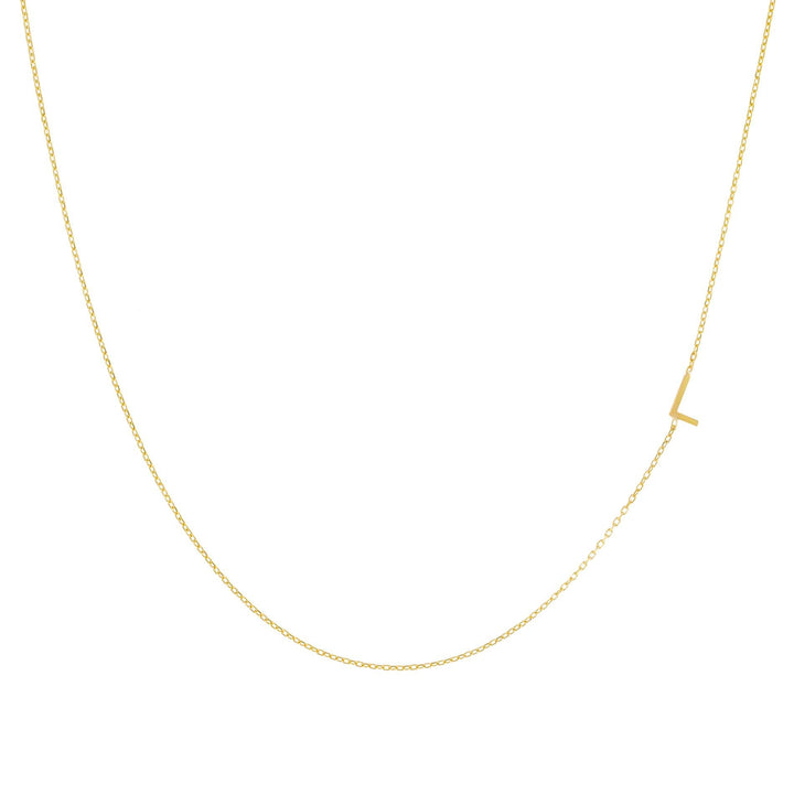Gold / L Solid Sideways Initial Necklace - Adina Eden's Jewels