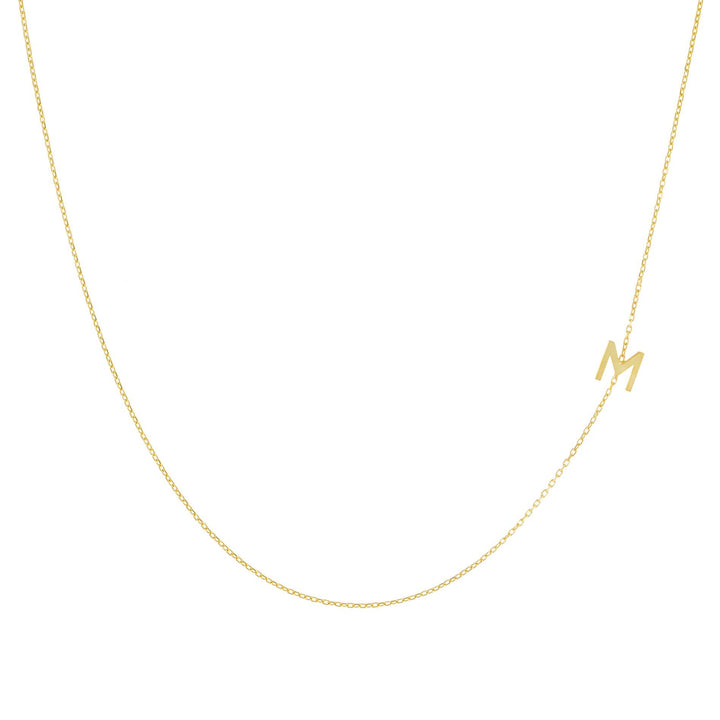 Gold / M Solid Sideways Initial Necklace - Adina Eden's Jewels