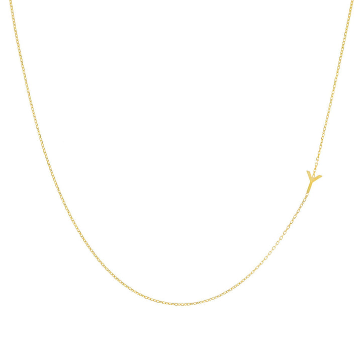 Gold / Y Solid Sideways Initial Necklace - Adina Eden's Jewels