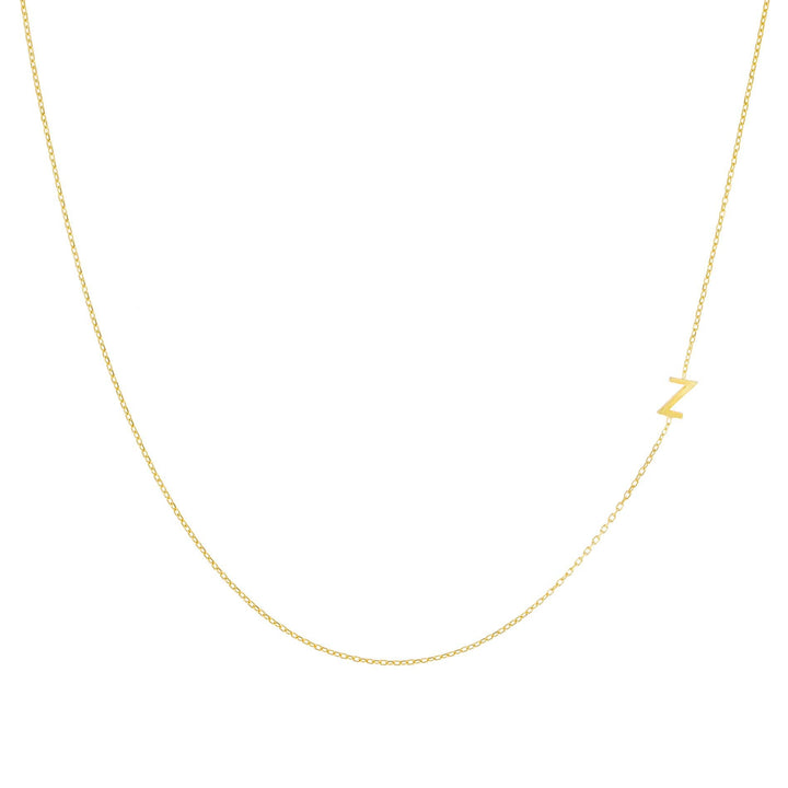Gold / Z Solid Sideways Initial Necklace - Adina Eden's Jewels