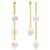 Pearl White Baroque Pearl Double Drop Stud Earring - Adina Eden's Jewels