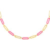 Neon Pink Pink Enamel Oval Link Necklace - Adina Eden's Jewels