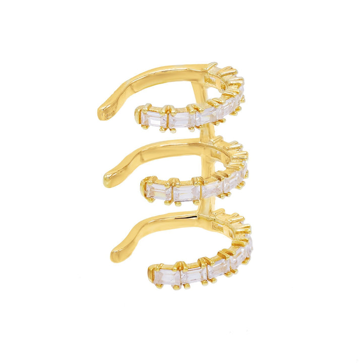 Gold Triple Row Baguette Ear Cuff - Adina Eden's Jewels